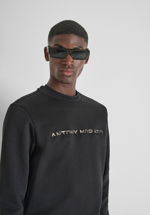 SWEAT COL ROND SLIM FIT EN MÉLANGE COTON AVEC LOGO ANTONY MORATO - Antony Morato Online Shop