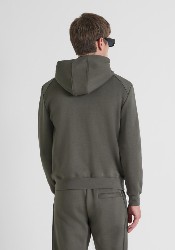 SWEAT ZIPPÉ COUPE REGULAR EN TISSU ÉLASTIQUE AVEC ÉCUSSON LOGO GOMMÉ - Antony Morato Online Shop