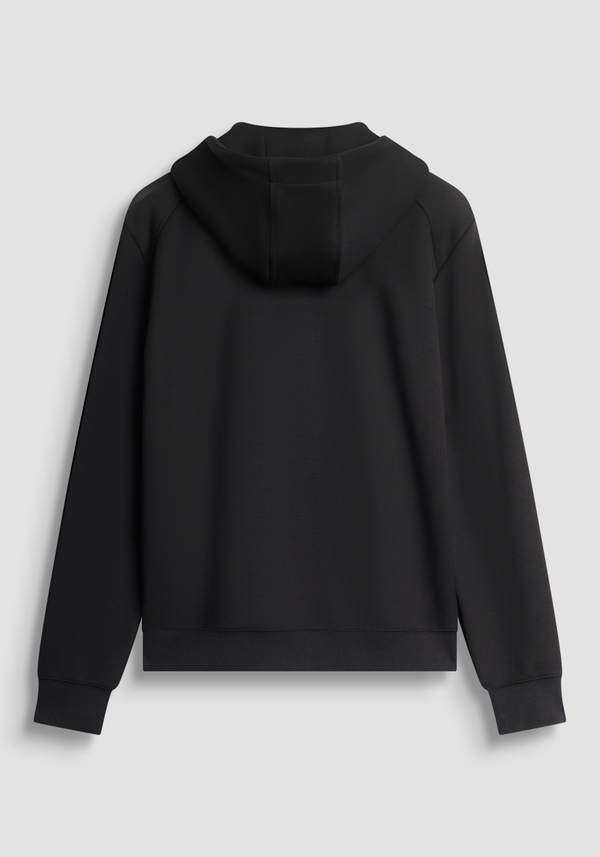 REGULAR FIT ZIP-UP SWEATSHIRT IN STRETCH FABRIC WITH RUBBERISED BADGE LOGO - Antony Morato Online Shop