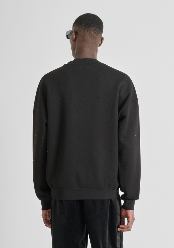 SWEAT COL ROND RELAXED FIT EN MÉLANGE COTON DURABLE AVEC IMPRIMÉ LOGO - Antony Morato Online Shop