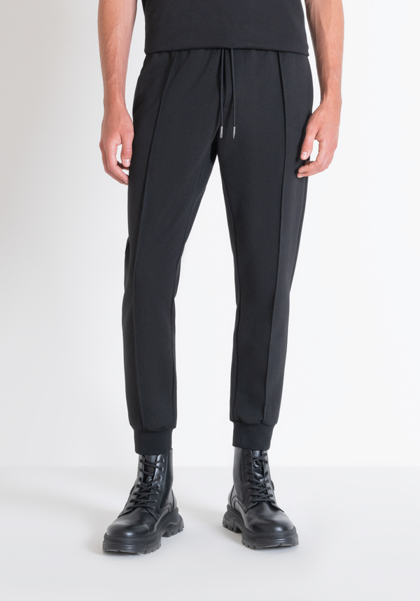 CARROT FIT SWEATPANTS IN BLACK COTTON BLEND WITH ELASTIC - Antony Morato Online Shop