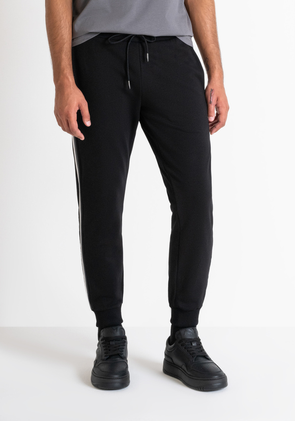 PANTALONI REGULAR FIT IN FELPA DI COTONE MISTO STRETCH CON RIGA LATERALE BICOLORE - Antony Morato Online Shop