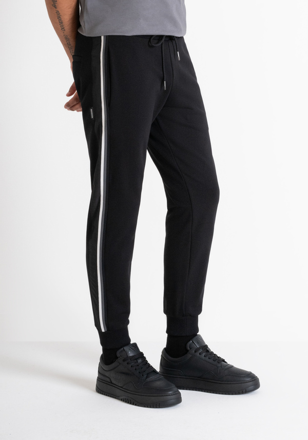 PANTALONI REGULAR FIT IN FELPA DI COTONE MISTO STRETCH CON RIGA LATERALE BICOLORE - Antony Morato Online Shop