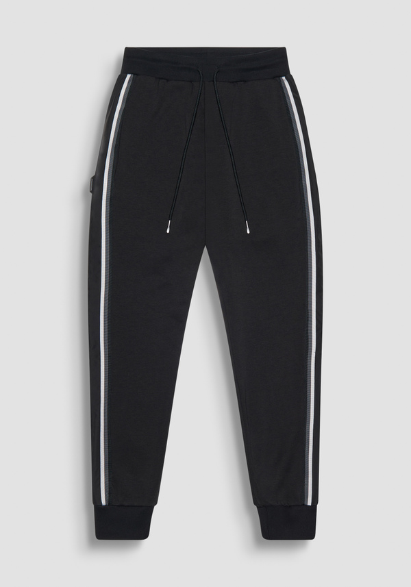 PANTALONI REGULAR FIT IN FELPA DI COTONE MISTO STRETCH CON RIGA LATERALE BICOLORE - Antony Morato Online Shop