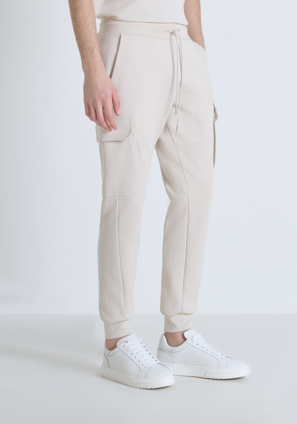 REGULAR FIT COTTON BLEND SWEATPANTS WITH RUBBERISED LOGO - Antony Morato Online Shop