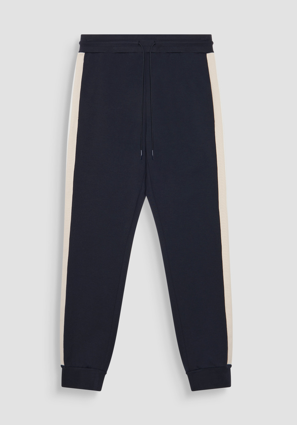 SLIM FIT COTTON BLEND TROUSERS WITH CONTRASTING TWO-TONE BANDS - Antony Morato Online Shop