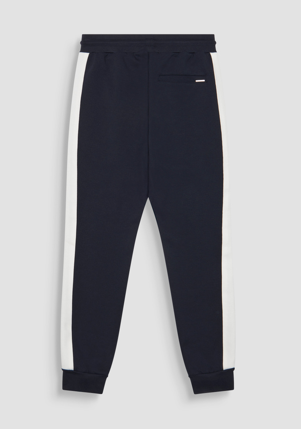SLIM FIT COTTON BLEND TROUSERS WITH CONTRASTING TWO-TONE BANDS - Antony Morato Online Shop