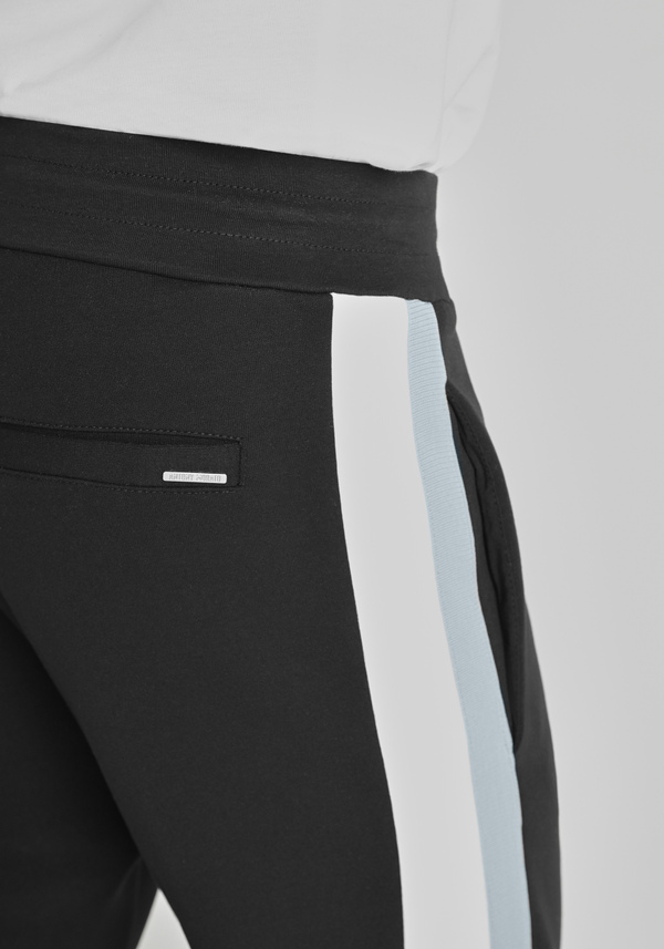 SLIM FIT COTTON BLEND TROUSERS WITH CONTRASTING TWO-TONE BANDS - Antony Morato Online Shop