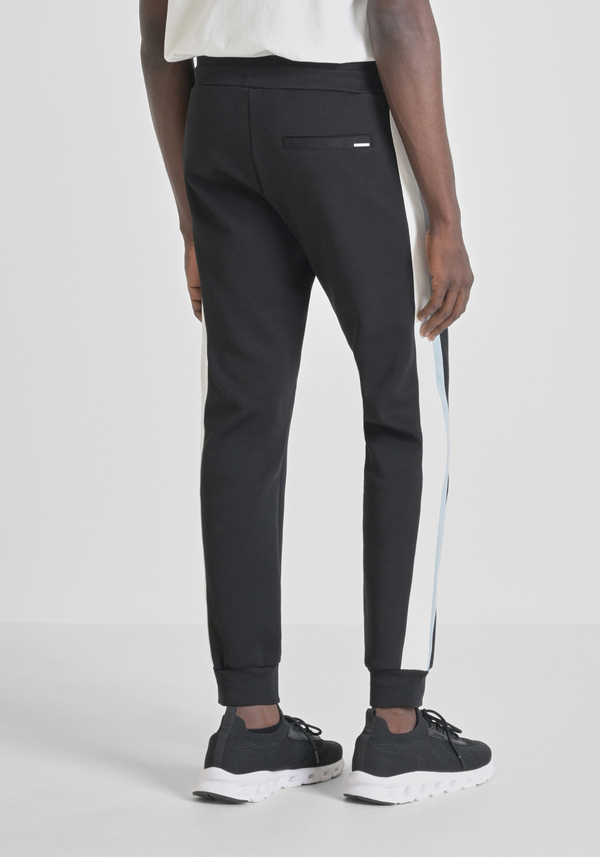 SLIM FIT COTTON BLEND TROUSERS WITH CONTRASTING TWO-TONE BANDS - Antony Morato Online Shop