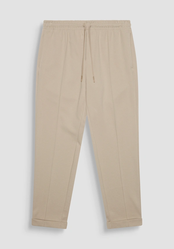 PANTALON MOLLETONNÉ CARROT FIT EN COTON STRETCH AVEC REVERS AU BAS ET PLAQUETTE LOGOTYPÉE - Antony Morato Online Shop