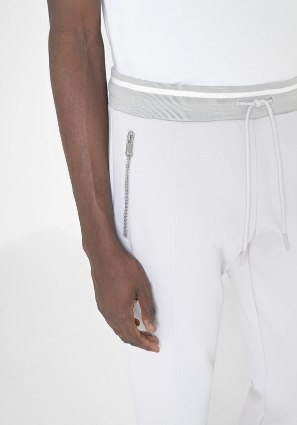 SLIM-FIT COTTON TROUSERS WITH PRINTED LOGO - Antony Morato Online Shop