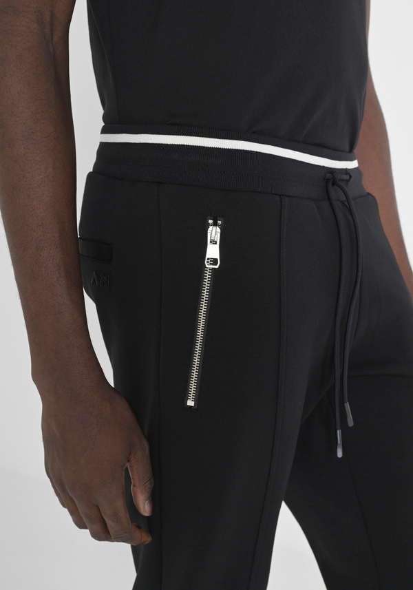 SLIM-FIT COTTON TROUSERS WITH PRINTED LOGO - Antony Morato Online Shop