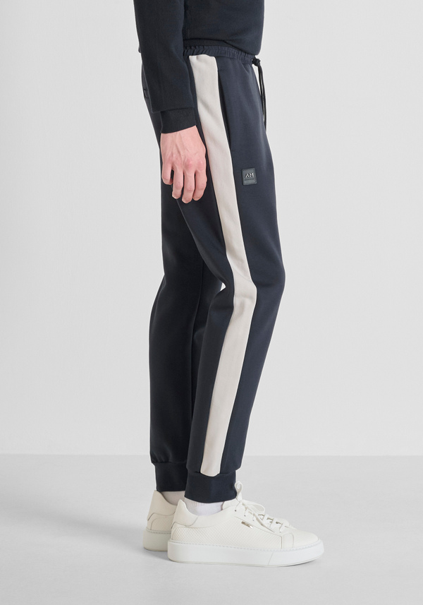 REGULAR FIT FLEECE TROUSERS IN COTTON BLEND WITH BANDS - Antony Morato Online Shop