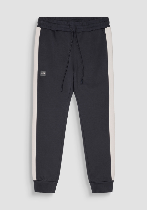 REGULAR FIT FLEECE TROUSERS IN COTTON BLEND WITH BANDS - Antony Morato Online Shop
