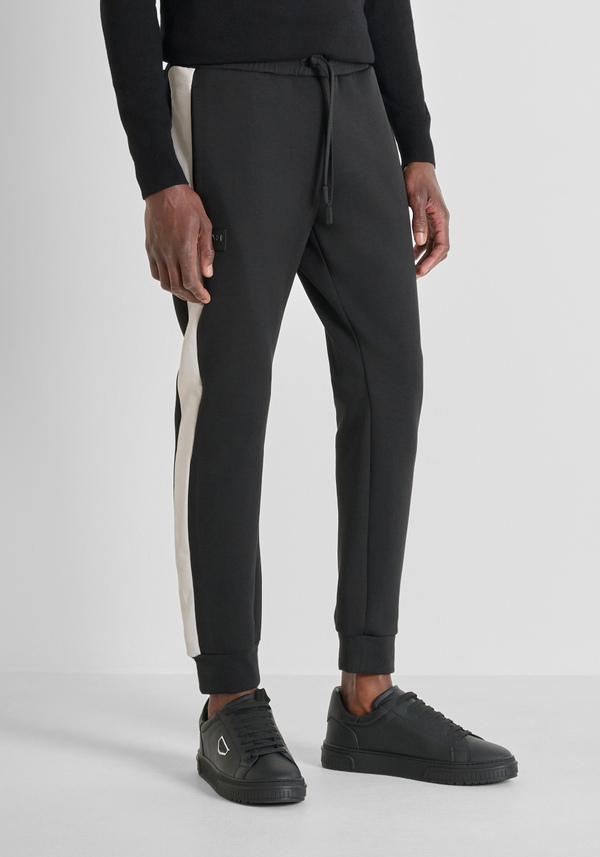 PANTALON DE JOGGING REGULAR FIT EN MÉLANGE COTON AVEC BANDES - Antony Morato Online Shop
