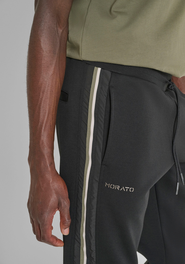 REGULAR FIT FLEECE TROUSERS IN COTTON BLEND WITH BANDS - Antony Morato Online Shop