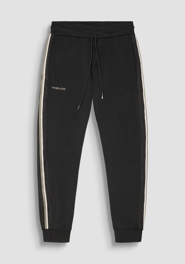 REGULAR FIT FLEECE TROUSERS IN COTTON BLEND WITH BANDS - Antony Morato Online Shop