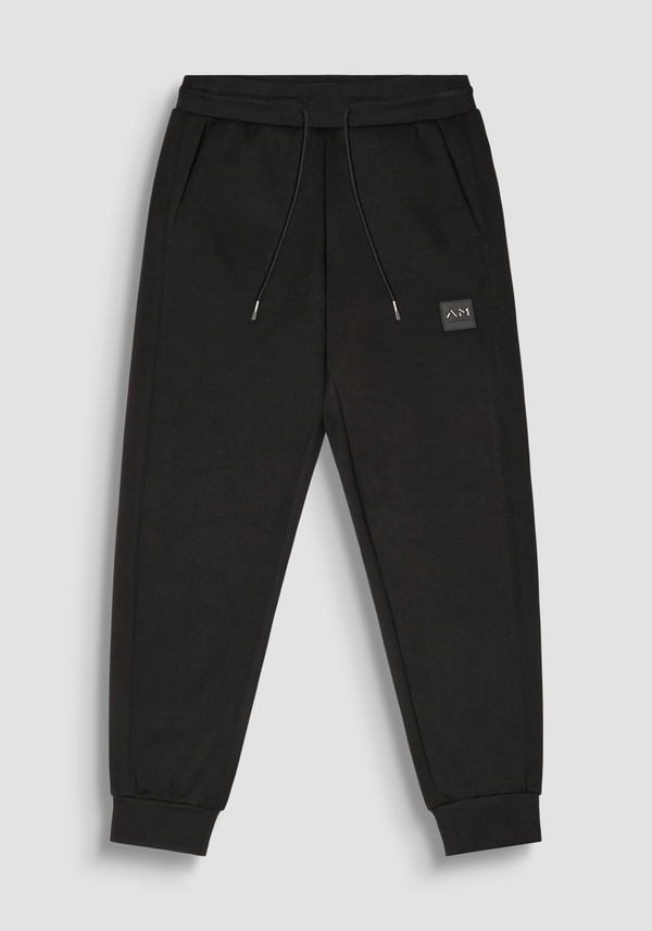 REGULAR FIT VISCOSE BLEND SWEATPANTS WITH RUBBERISED LOGO - Antony Morato Online Shop