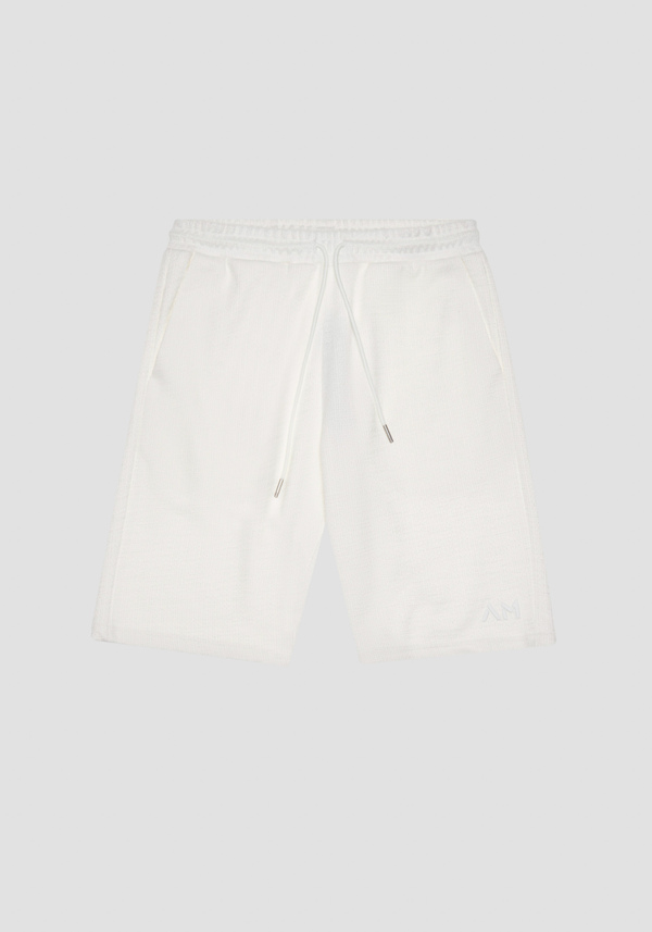 REGULAR FIT COTTON-BLEND ARMOR PLUSH SHORTS WITH EMBROIDERED MONOGRAM - Antony Morato Online Shop