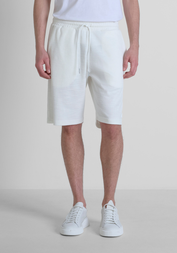 REGULAR FIT FLEECE SHORTS WITH EMBROIDERED LOGO - Antony Morato Online Shop