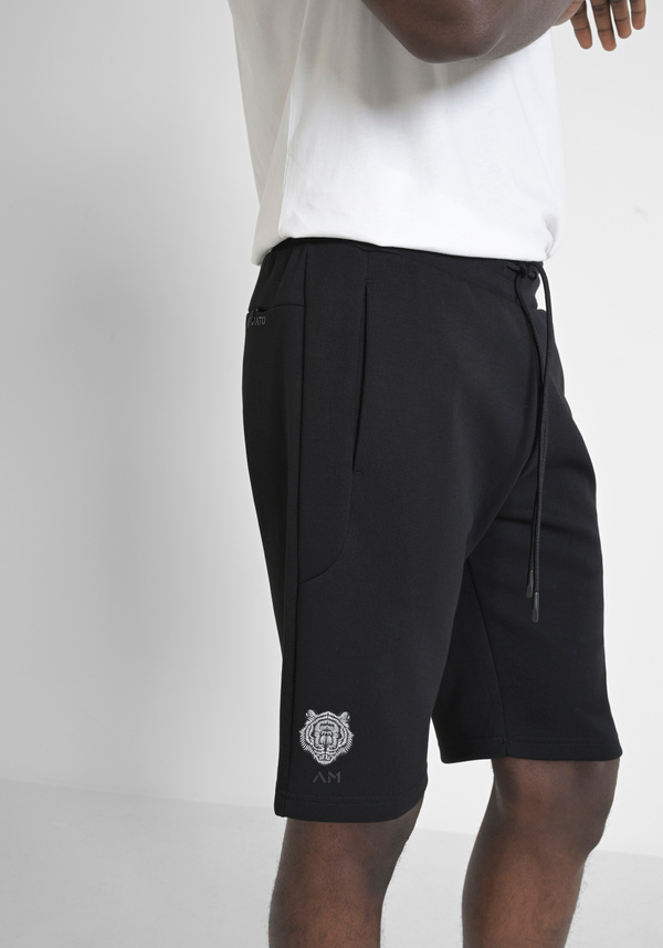 REGULAR FIT FLEECE SHORTS WITH TIGER PRINT - Antony Morato Online Shop
