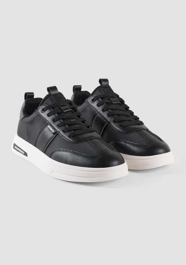 "DERMOT" FAUX LEATHER SNEAKERS WITH FABRIC INSERTS - Antony Morato Online Shop