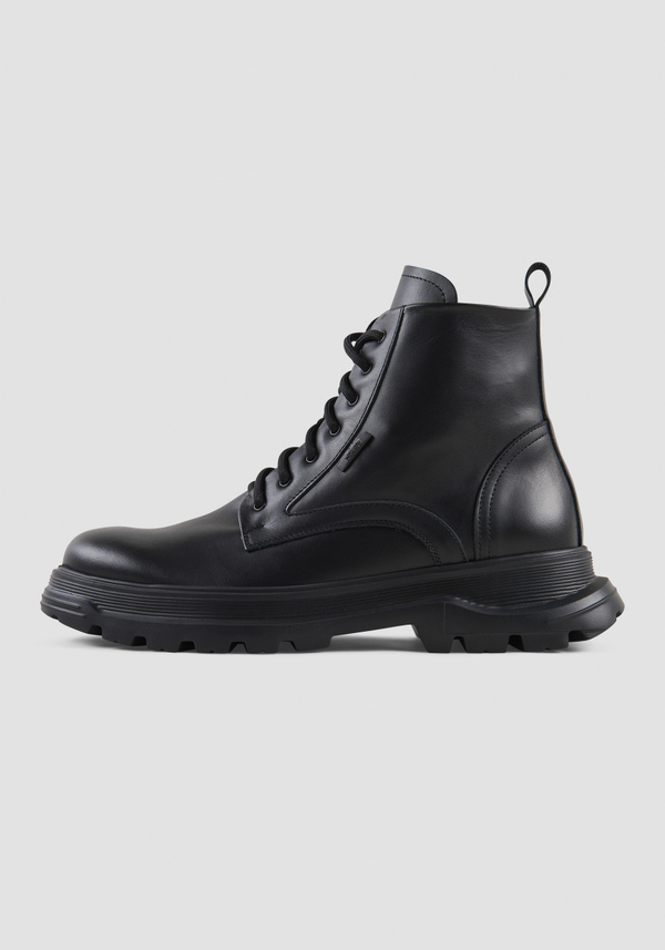 STIEFEL IM ARMY-STIL „DESMON“ AUS SCHWARZEM LEDER - Antony Morato Online Shop