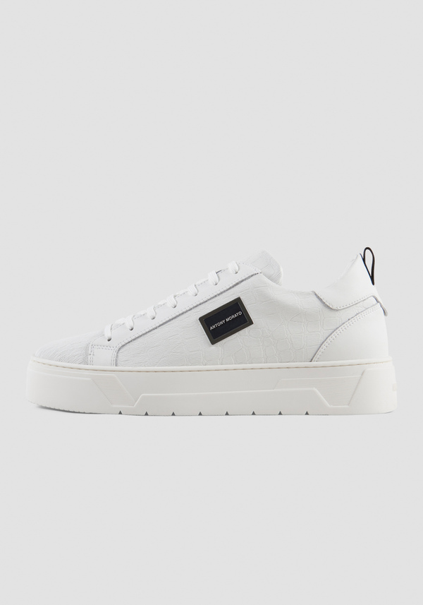 SNEAKERS „METAL BOLD“ ANIMAL AUS WEISSEM LEDER - Antony Morato Online Shop