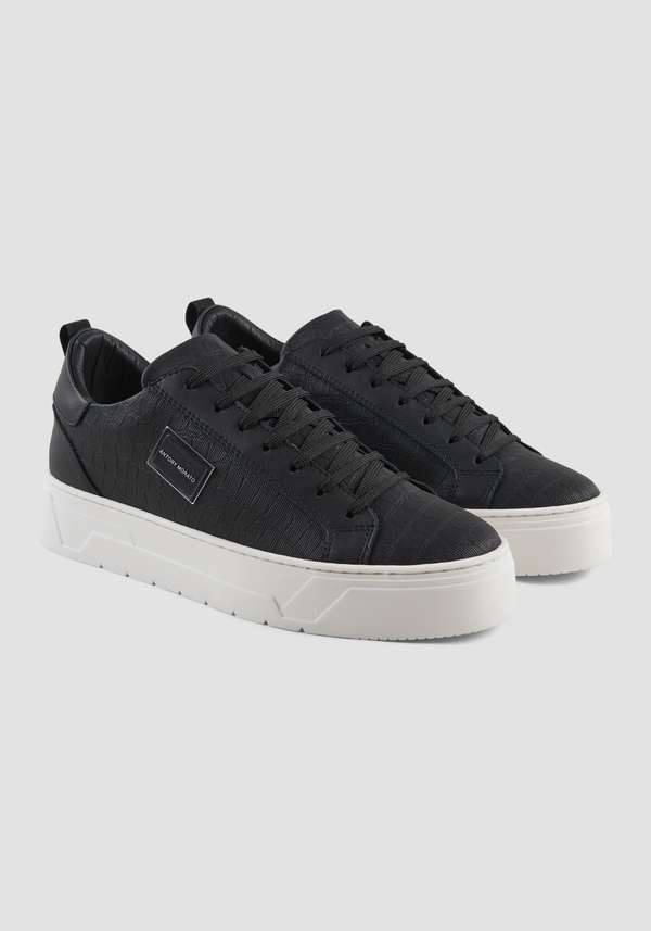 "METAL BOLD" ANIMAL SNEAKERS IN BLACK LEATHER - Antony Morato Online Shop