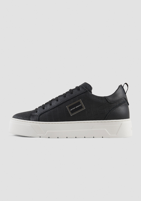 "METAL BOLD" ANIMAL SNEAKERS IN BLACK LEATHER - Antony Morato Online Shop