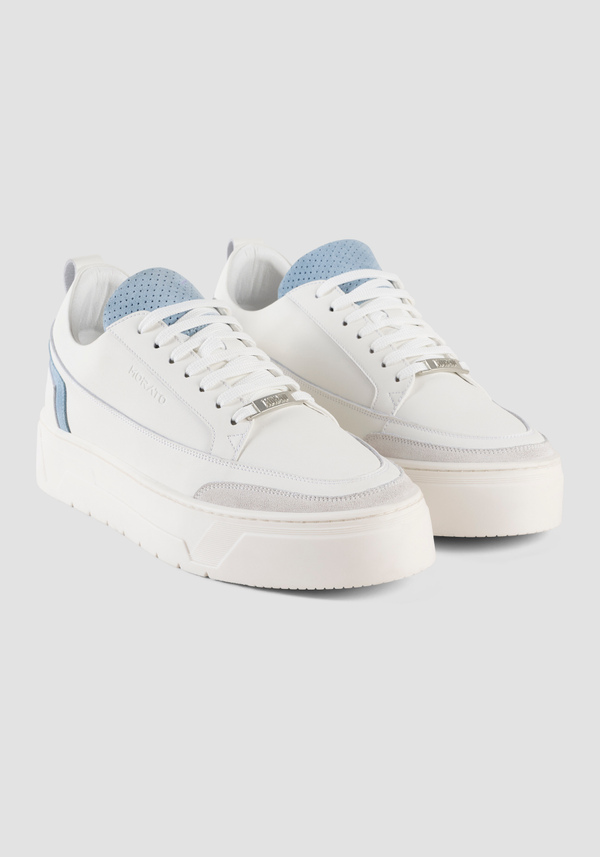 SNEAKER BASSA "FLINT" IN PELLE CON DETTAGLI SCAMOSCIATI A CONTRASTO E PLACCHETTA LOGATA - Antony Morato Online Shop
