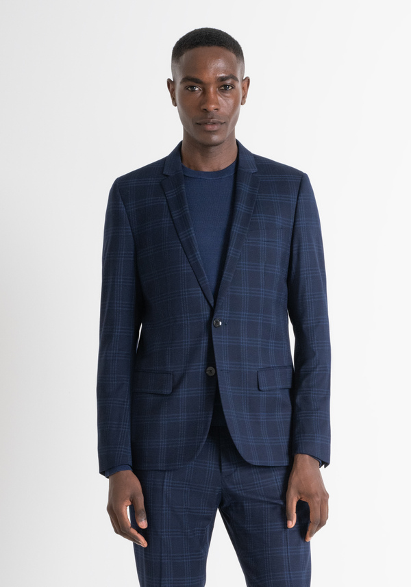 SLIM FIT "BONNIE" JACKET WITH VISCOSE BLEND CHECK PATTERN - Antony Morato Online Shop