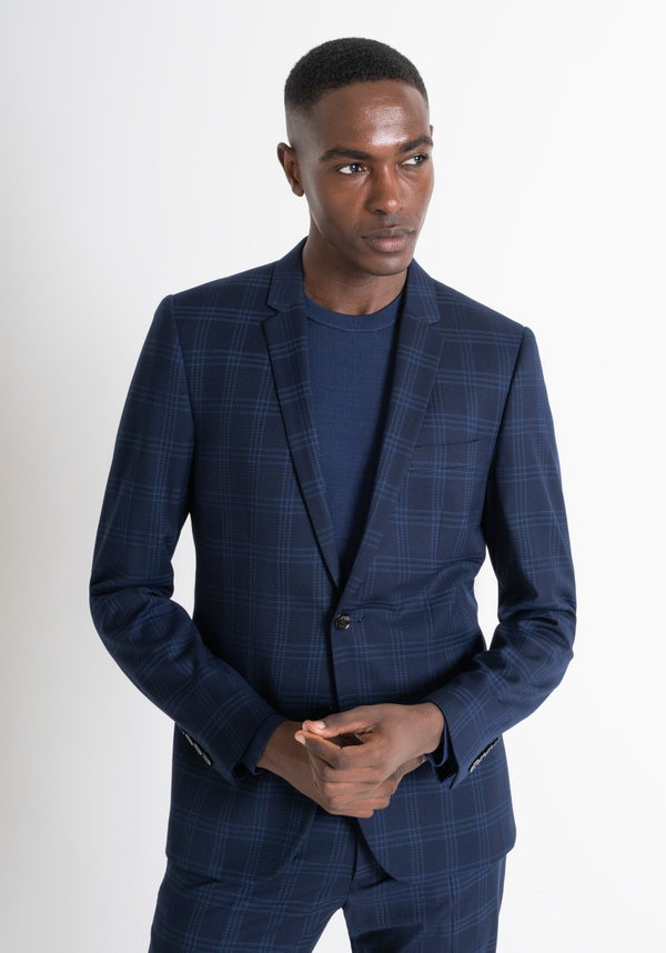 SLIM FIT "BONNIE" JACKET WITH VISCOSE BLEND CHECK PATTERN - Antony Morato Online Shop