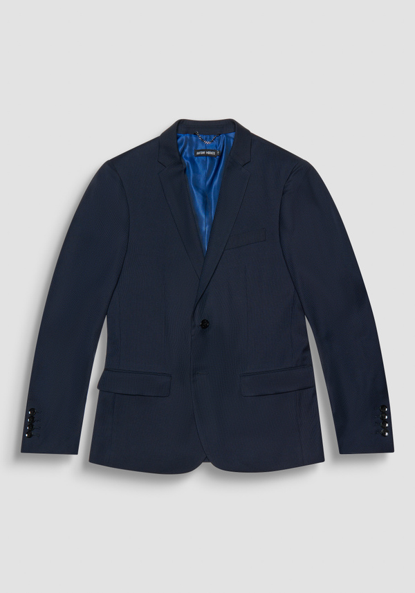 VESTE « BONNIE » SLIM FIT BLEUE À MICRO-TEXTURE EN VISCOSE MÉLANGÉE - Antony Morato Online Shop