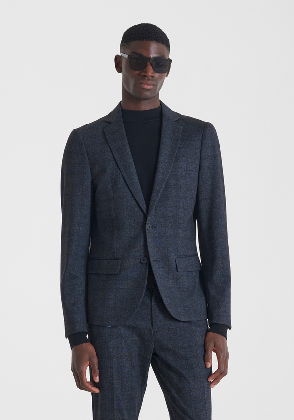 SUPER SLIM FIT JACKET "ASHE" IN VISCOSE BLEND STRETCH CLASSIC PATTERN - Antony Morato Online Shop