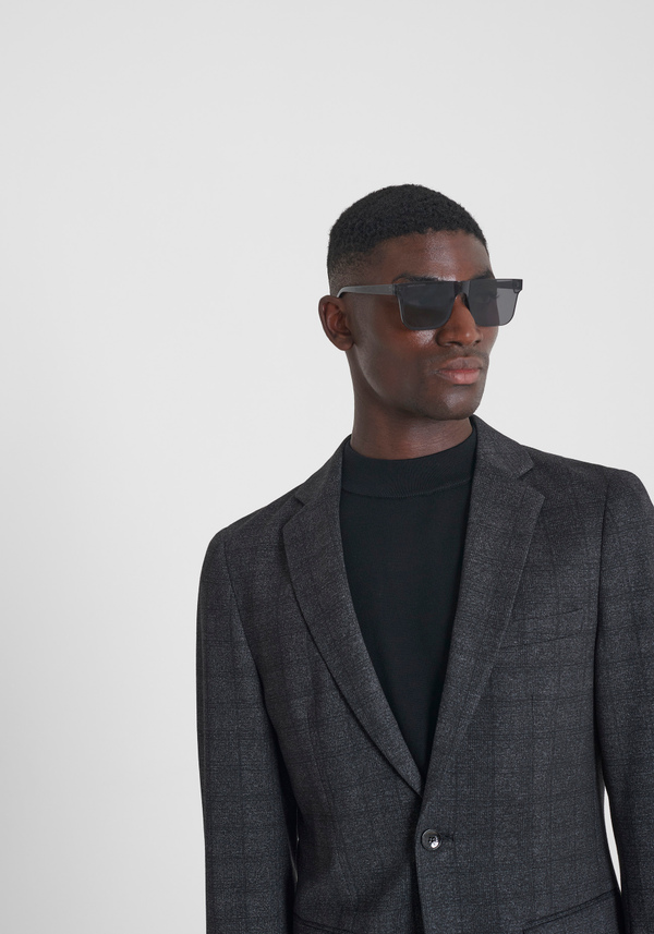SUPER SLIM FIT JACKET "ASHE" IN VISCOSE BLEND STRETCH CLASSIC PATTERN - Antony Morato Online Shop