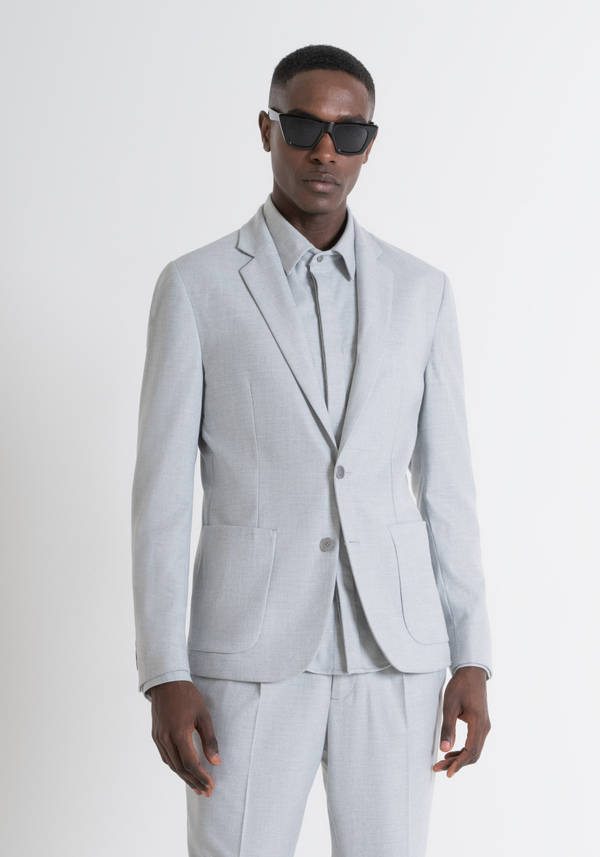 JACKE „KIM“ SLIM FIT AUS GRAU MELIERTEM STRETCH-VISKOSE-MISCHGEWEBE - Antony Morato Online Shop