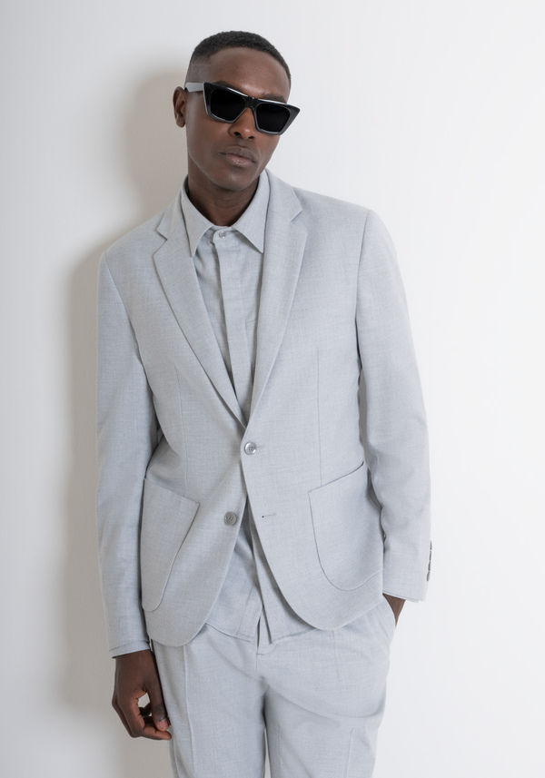 JACKE „KIM“ SLIM FIT AUS GRAU MELIERTEM STRETCH-VISKOSE-MISCHGEWEBE - Antony Morato Online Shop