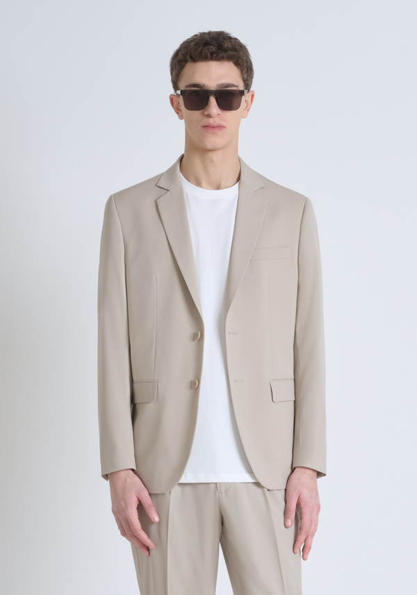"CORA" REGULAR STRAIGHT FIT SINGLE-BREASTED JACKET IN STRETCH VISCOSE BLEND - Antony Morato Online Shop