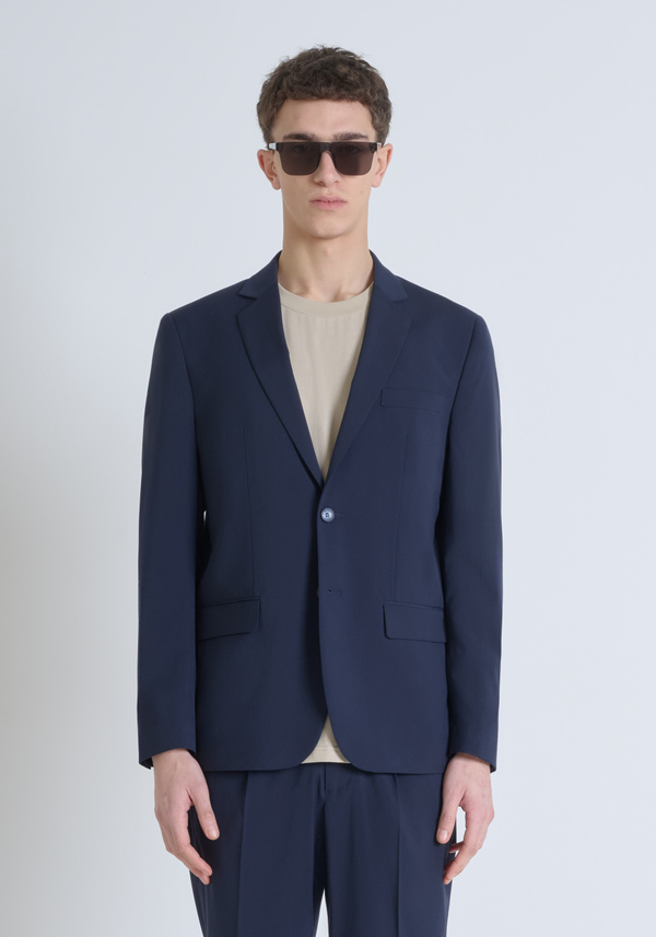 "CORA" REGULAR STRAIGHT FIT SINGLE-BREASTED JACKET IN STRETCH VISCOSE BLEND - Antony Morato Online Shop