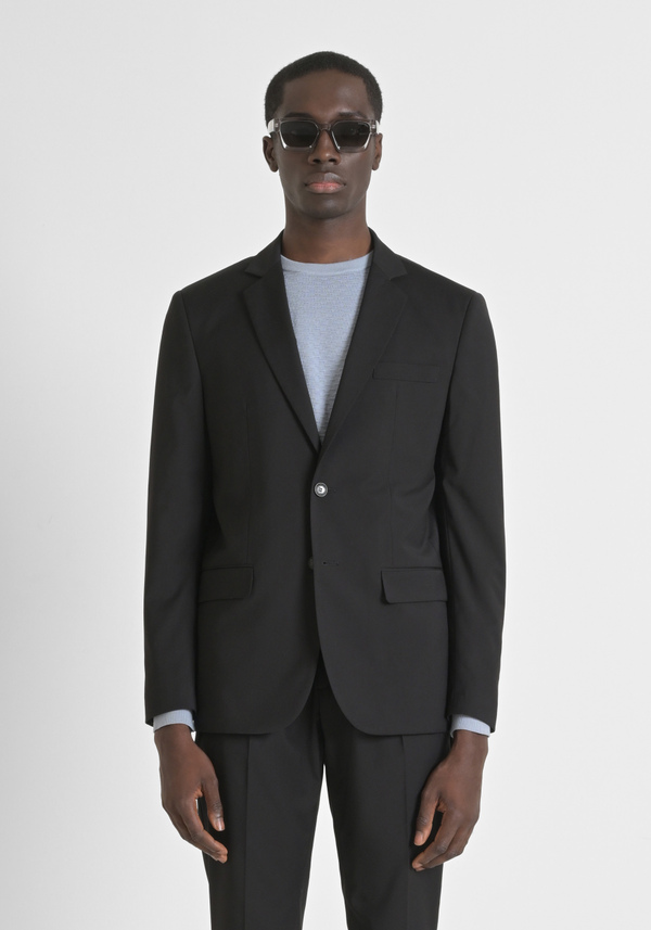 "CORA" REGULAR STRAIGHT FIT SINGLE-BREASTED JACKET IN STRETCH VISCOSE BLEND - Antony Morato Online Shop