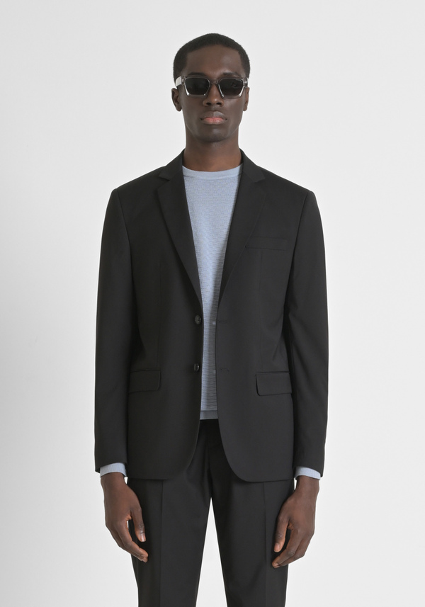 "CORA" REGULAR STRAIGHT FIT SINGLE-BREASTED JACKET IN STRETCH VISCOSE BLEND - Antony Morato Online Shop