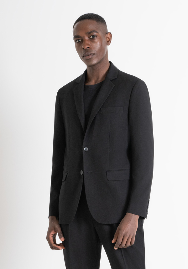 REGULAR FIT "CORA" JACKET IN BLACK VISCOSE AND WOOL BLEND FABRIC - Antony Morato Online Shop