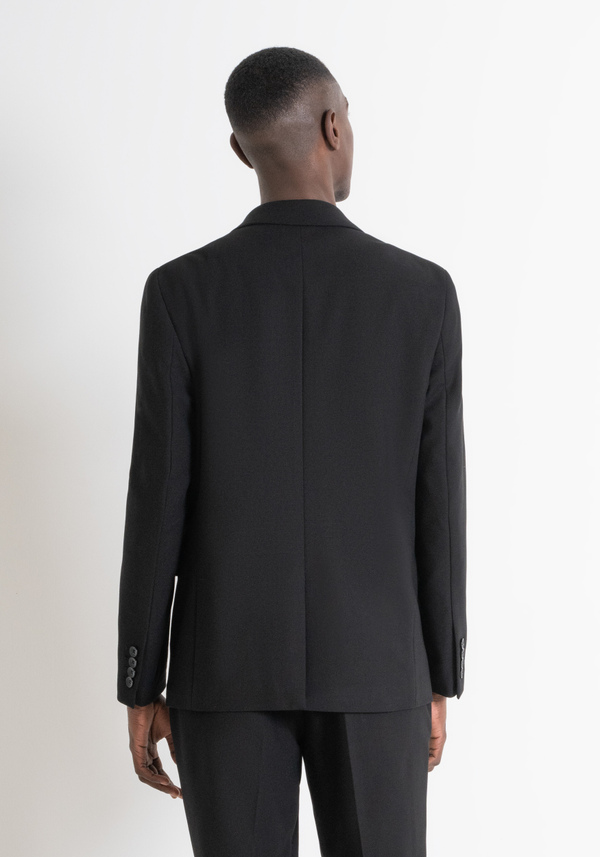 REGULAR FIT "CORA" JACKET IN BLACK VISCOSE AND WOOL BLEND FABRIC - Antony Morato Online Shop