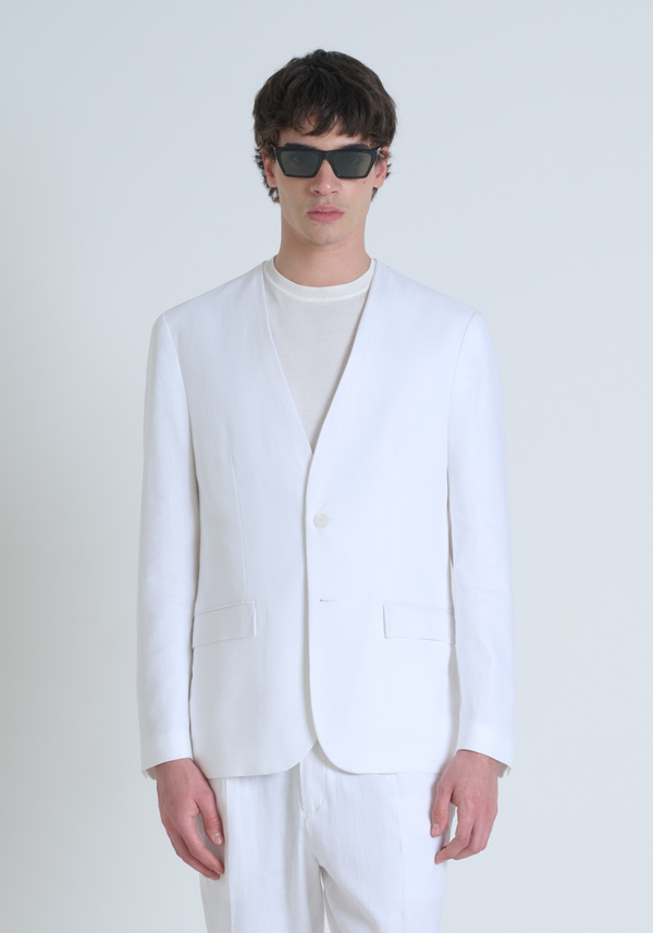 CHAQUETA REGULAR FIT «ELLIE» EN SARGA MEZCLA DE LINO Y VISCOSA - Antony Morato Online Shop