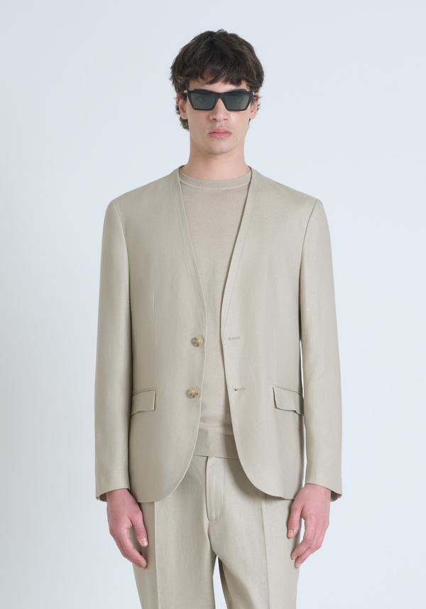 CHAQUETA REGULAR FIT «ELLIE» EN SARGA MEZCLA DE LINO Y VISCOSA - Antony Morato Online Shop