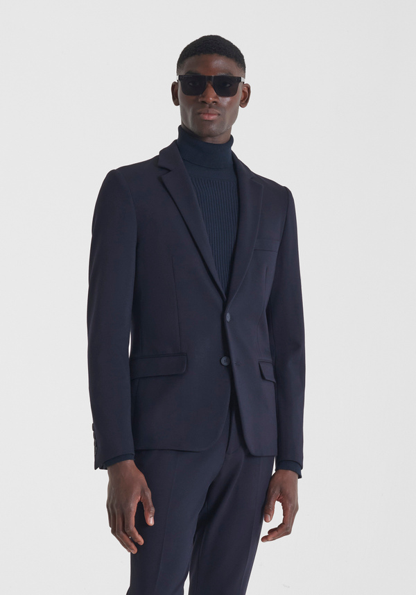 SUPER SLIM FIT "ASHE" JACKET IN TWILL STRETCH VISCOSE BLEND - Antony Morato Online Shop