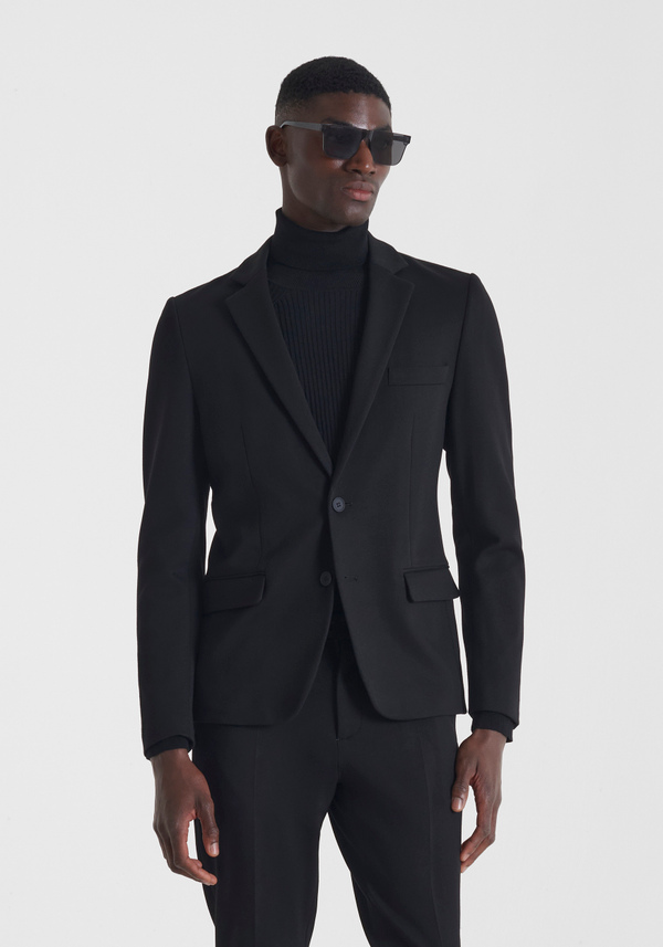 SUPER SLIM FIT "ASHE" JACKET IN TWILL STRETCH VISCOSE BLEND - Antony Morato Online Shop