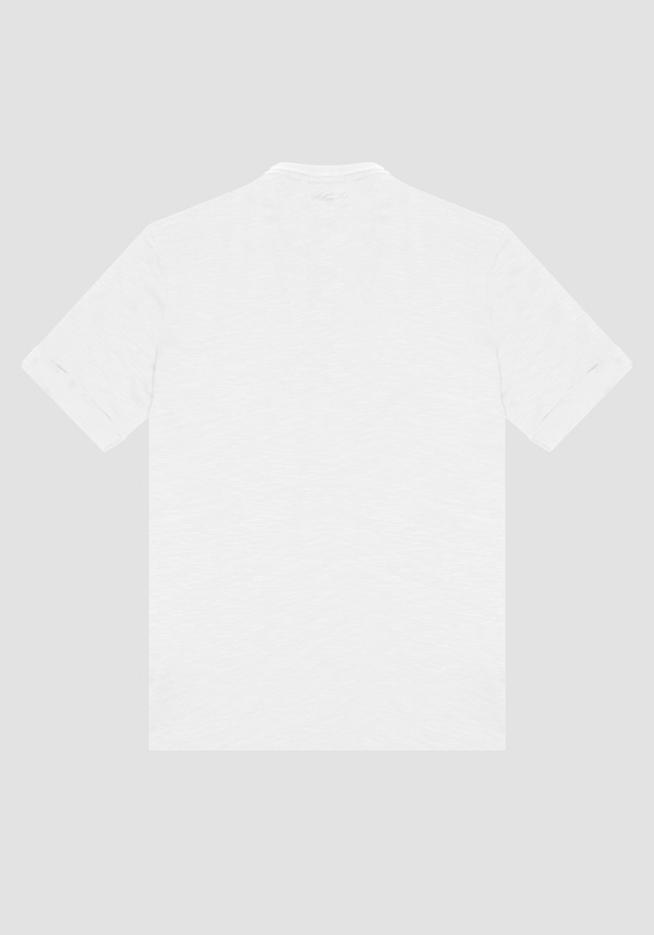REGULAR FIT FLAMED COTTON T-SHIRT WITH INJECTION RUBBERIZED LOGO PRINT - Antony Morato Online Shop