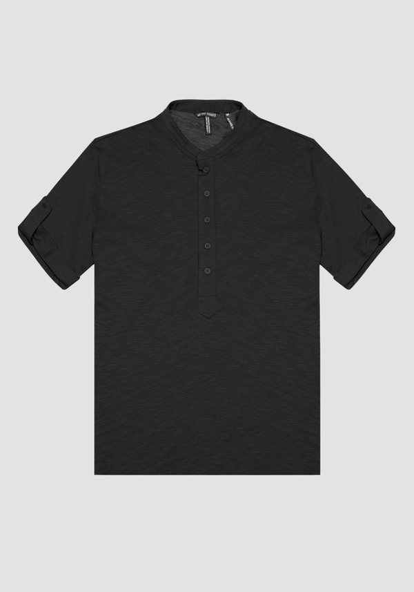 T-SHIRT EN COTON FLAMMÉ DE COUPE RÉGULIÈRE AVEC IMPRESSION DE LOGO CAOUTCHOUTÉ PAR INJECTION - Antony Morato Online Shop